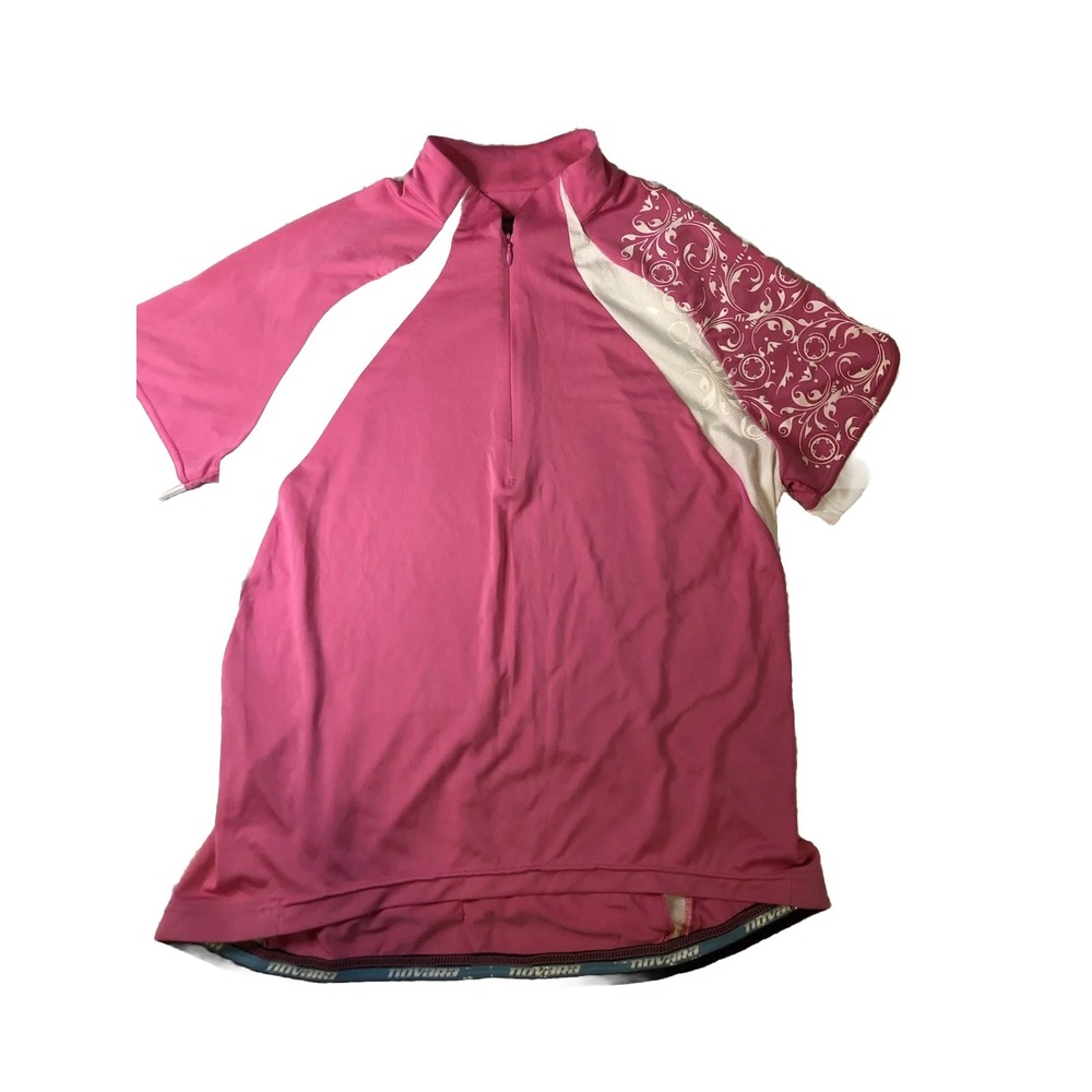 Novara 1/4 Zip - Women's - LARGE - Short Sleeve Cycling Jersey Top Pink & White